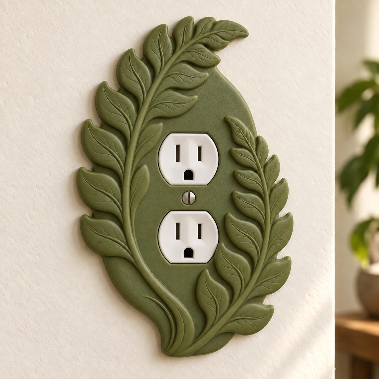 Fern Switch Plate & Outlet Cover, Botanical Leaf Toggle, Rocker or Duplex - Image 2