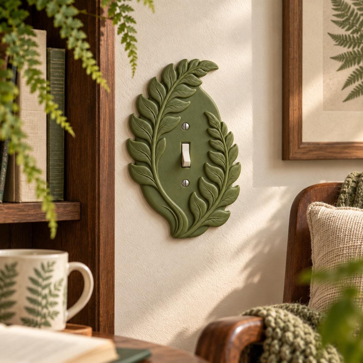 Fern Switch Plate & Outlet Cover, Botanical Leaf Toggle, Rocker or Duplex - Image 4