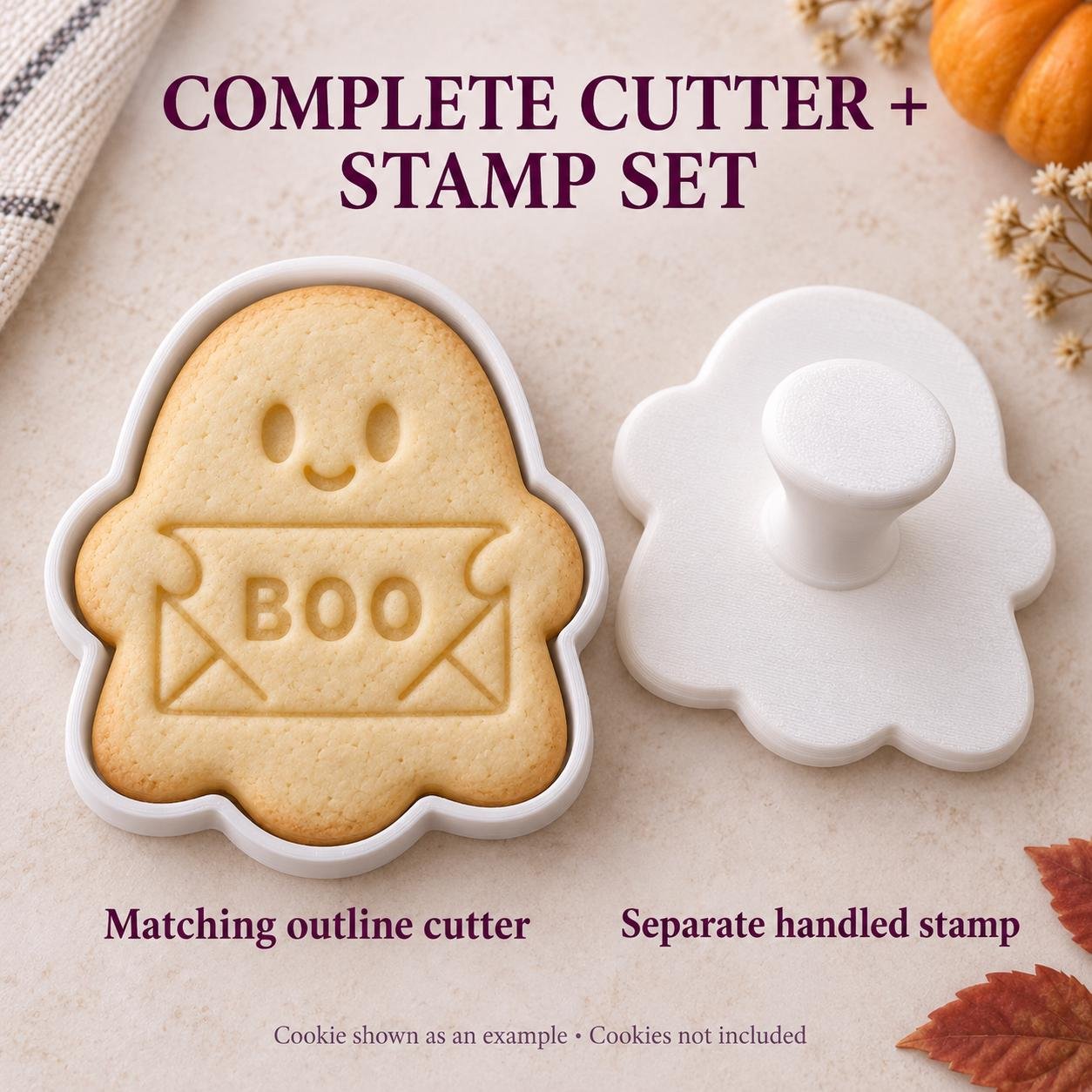 Personalized Ghost Cookie Cutter and Stamp Set, Boo Mail Halloween Design, Custom Name, 3 Inch - Image 2