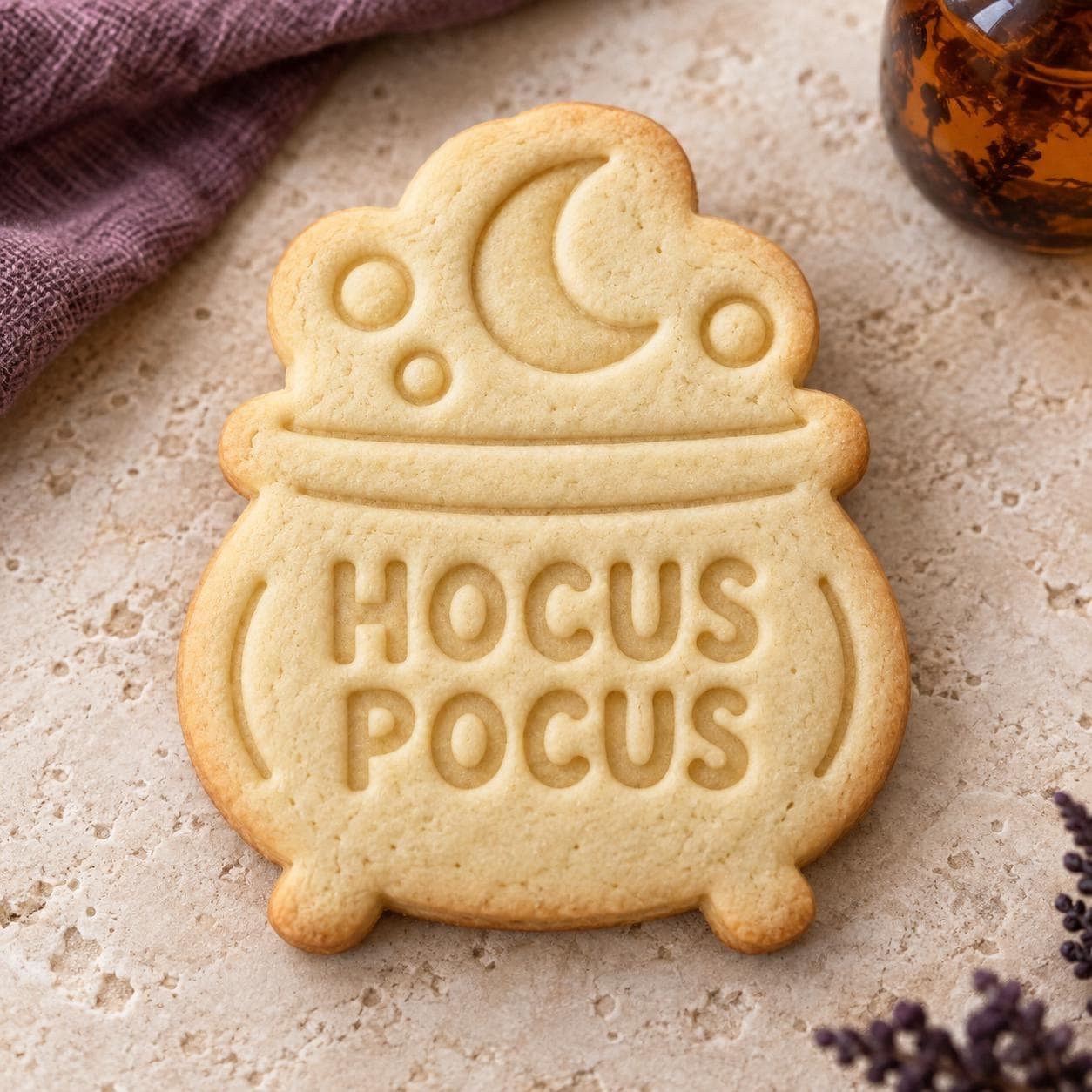 Personalized Cauldron Cookie Cutter and Stamp Set, Hocus Pocus Halloween, Custom Text, 3 Inch