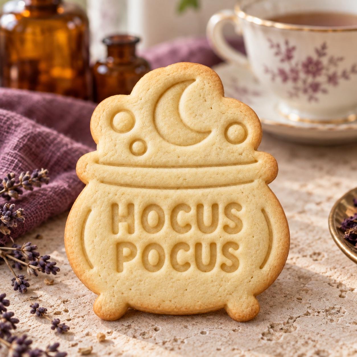 Personalized Cauldron Cookie Cutter and Stamp Set, Hocus Pocus Halloween, Custom Text, 3 Inch - Image 3