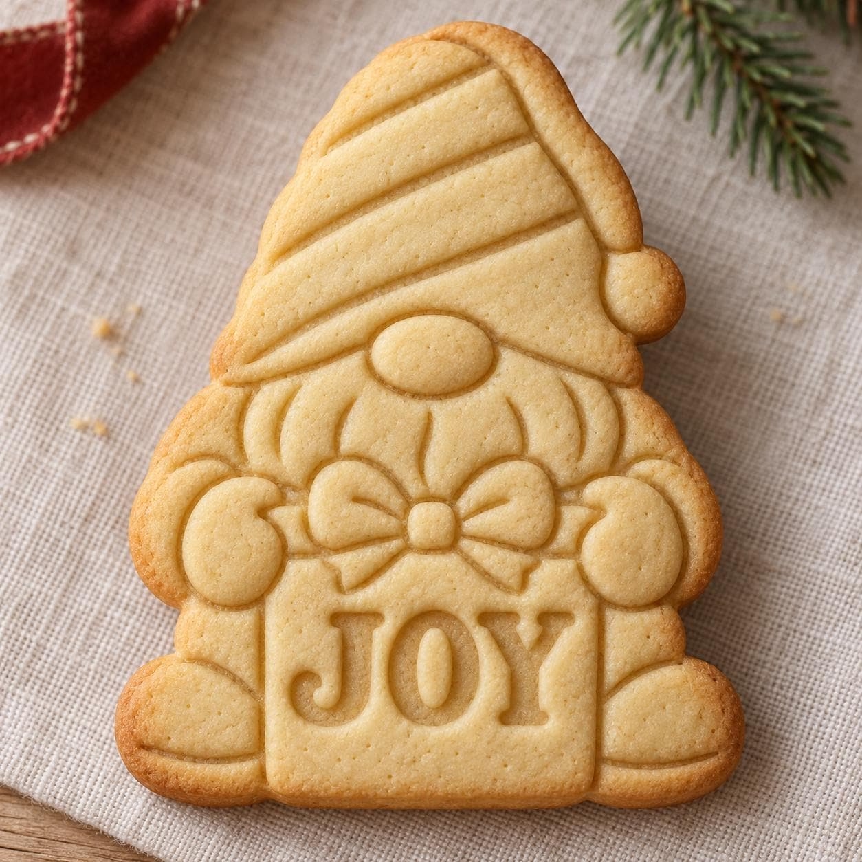 Gnome Cookie Cutter and Stamp Set, JOY Christmas Gift Gnome, Holiday Baking Tool, 3 Inch