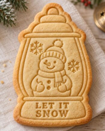 Snowman Cookie Cutter and Stamp Set, Let It Snow Lantern, Christmas Winter Baking Tool, 3 Inch