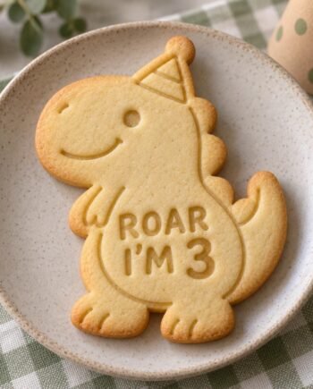 Personalized Dinosaur Cookie Stamp and Cutter, 3-Inch Name and Age Birthday Set