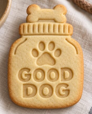 Personalized Dog Treat Jar Cookie Stamp and Cutter, 3-Inch Paw and Bone Design