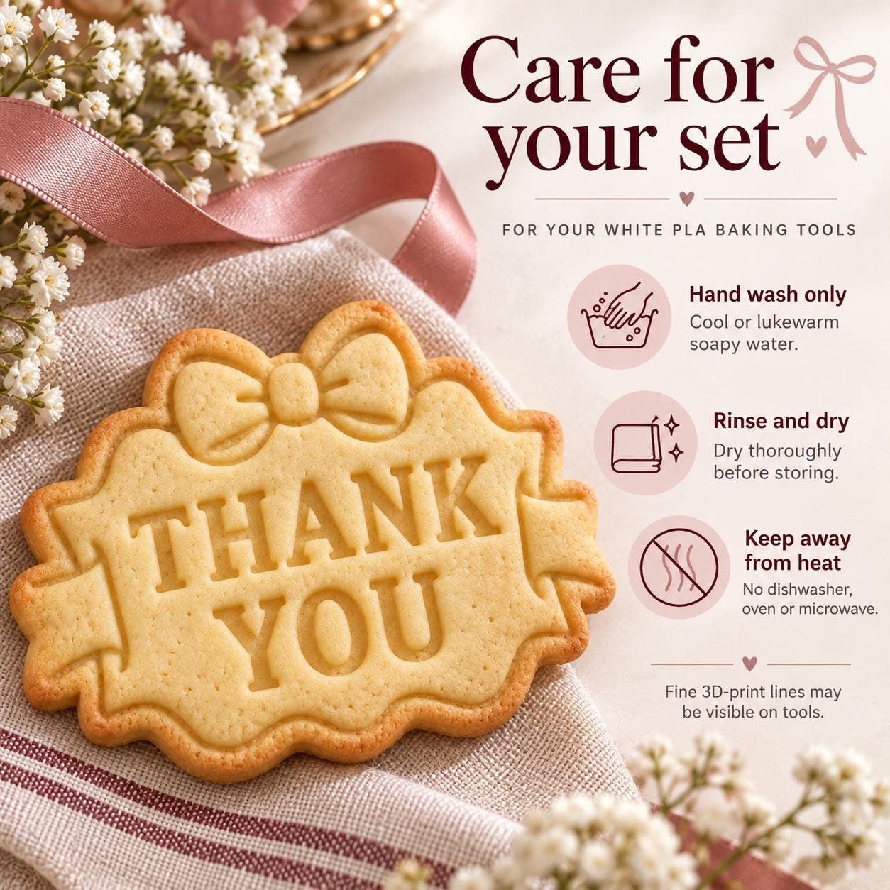 Personalized Bow Plaque Cookie Stamp and Cutter, 3-Inch Custom Message Set - Image 6