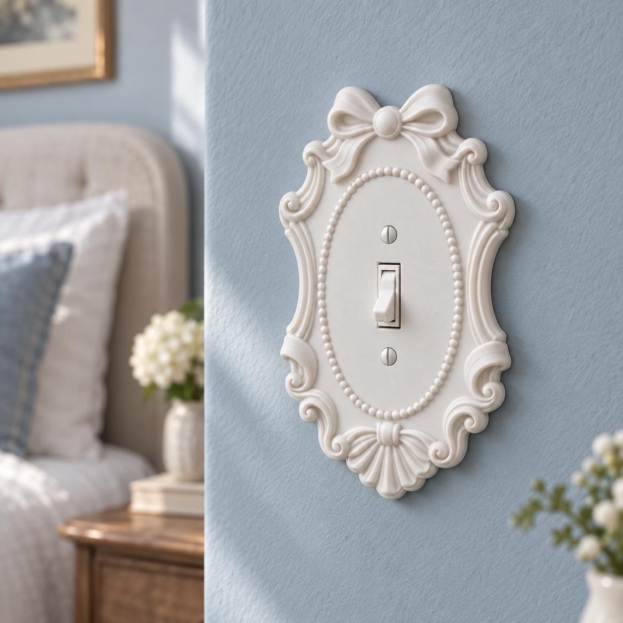 Ribbon Crest Light Switch and Outlet Cover, Victorian Bow Wall Plate - Image 8
