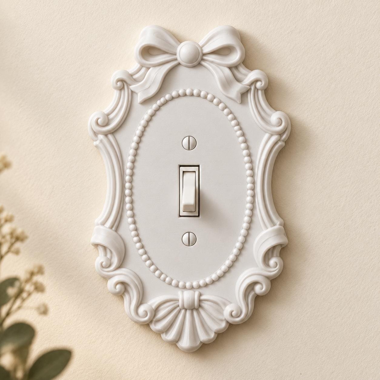 Ribbon Crest Light Switch and Outlet Cover, Victorian Bow Wall Plate