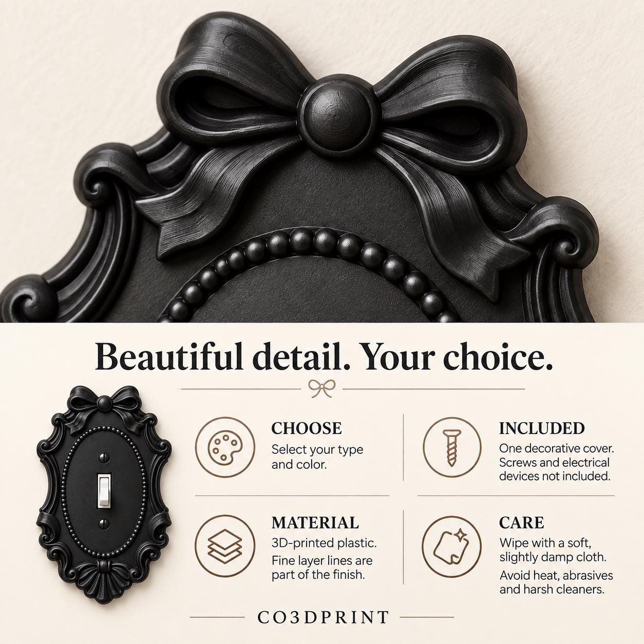 Ribbon Crest Light Switch and Outlet Cover, Victorian Bow Wall Plate - Image 7