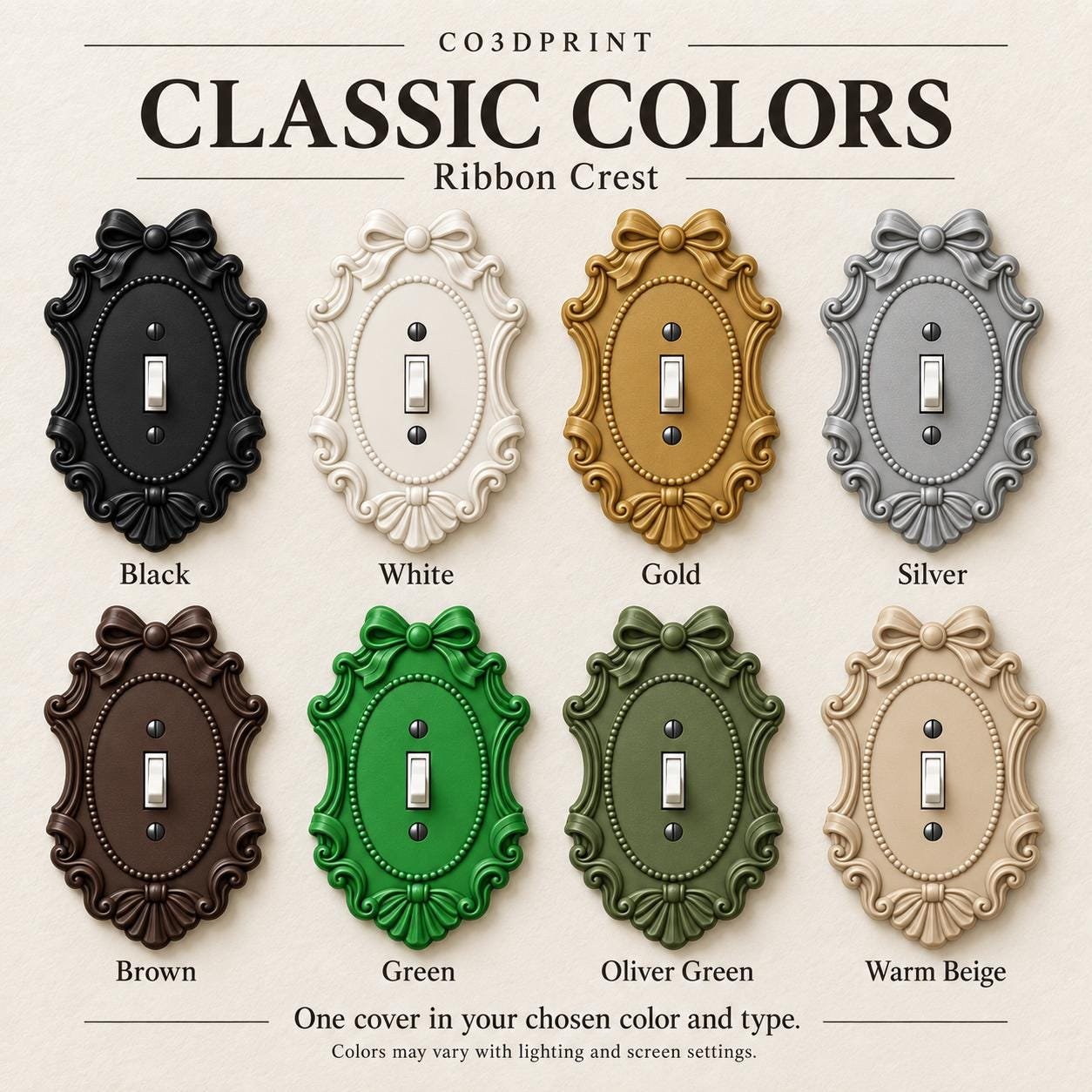 Ribbon Crest Light Switch and Outlet Cover, Victorian Bow Wall Plate - Image 5