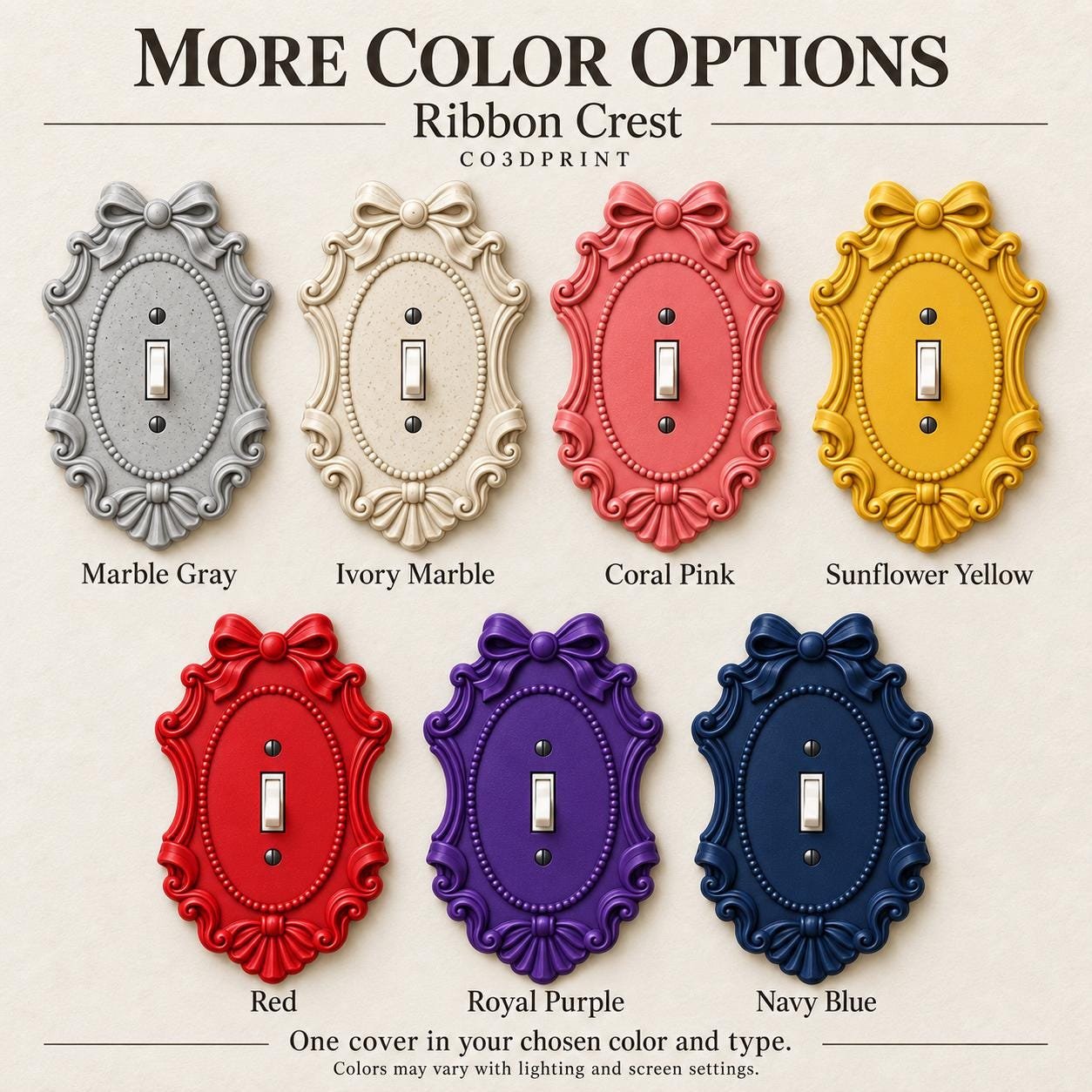 Ribbon Crest Light Switch and Outlet Cover, Victorian Bow Wall Plate - Image 6