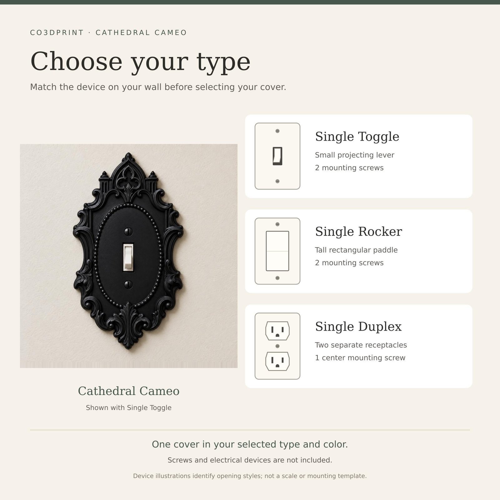 Cathedral Cameo Light Switch and Outlet Cover, Gothic Arch Wall Plate - Image 4