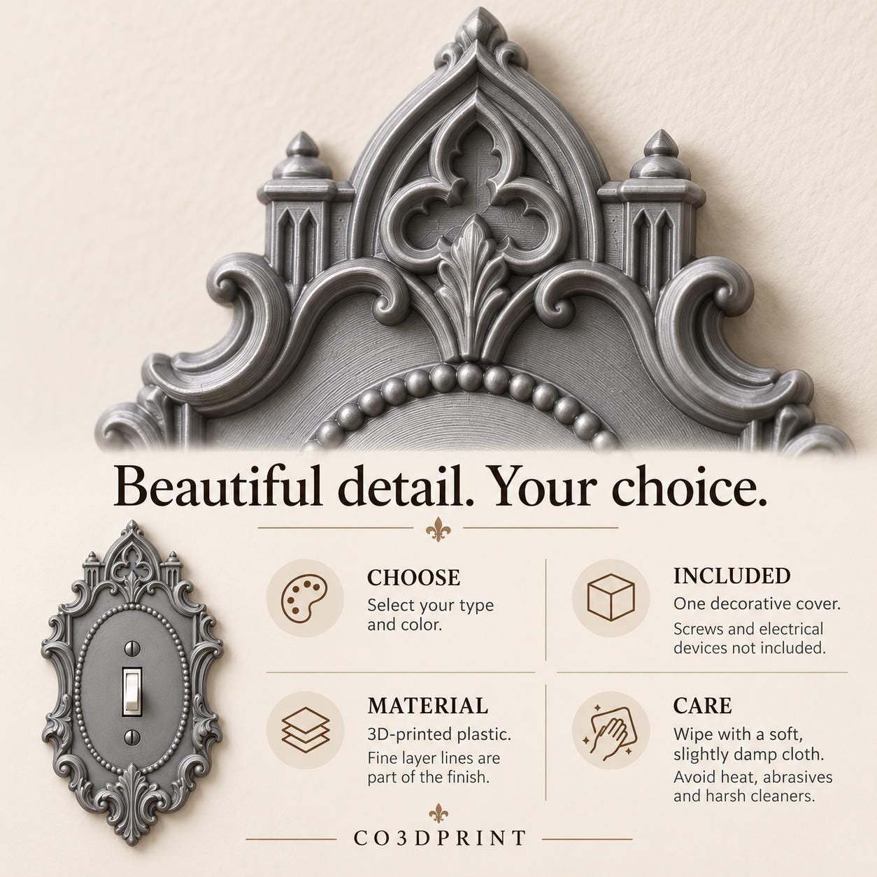 Cathedral Cameo Light Switch and Outlet Cover, Gothic Arch Wall Plate - Image 7