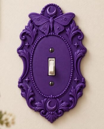 Moonlit Moth Light Switch and Outlet Cover, Celestial Gothic Wall Plate
