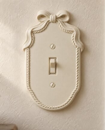 Ribbon Bow Light Switch Cover, French Cottage Single Toggle Wall Plate - Ribbon Manor