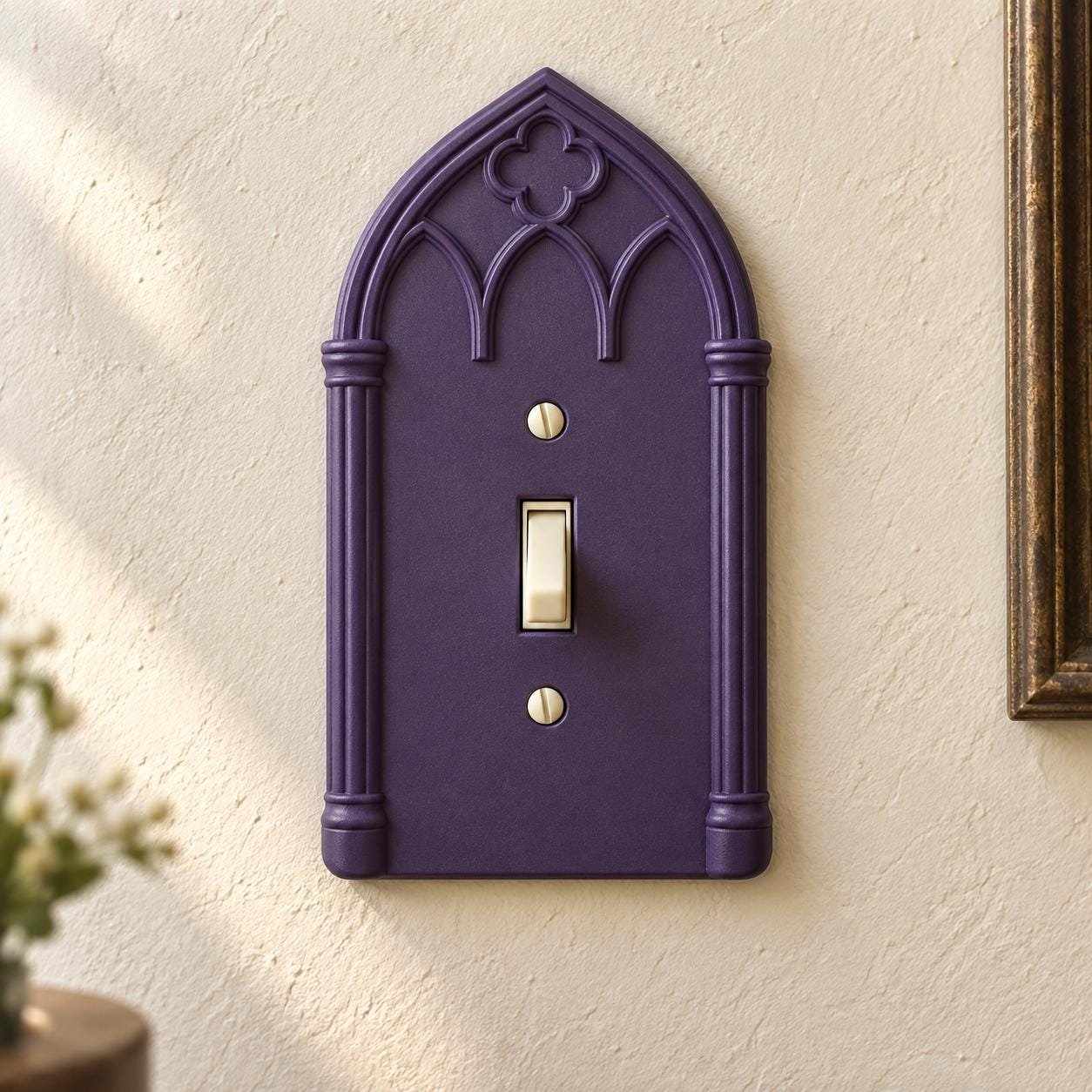 Gothic Arch Light Switch Cover, Cathedral Single Toggle Wall Plate - Gothic Conservatory