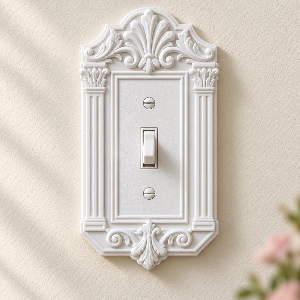 Victorian Light Switch and Outlet Cover, Ornate Column Wall Plate - Ashford Crest - Image 2