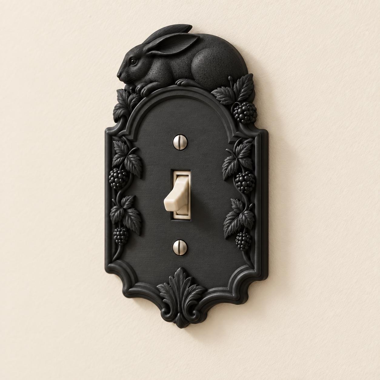 Rabbit Light Switch or Outlet Cover, Botanical Cottage Wall Plate, Bramble Hare - Image 2