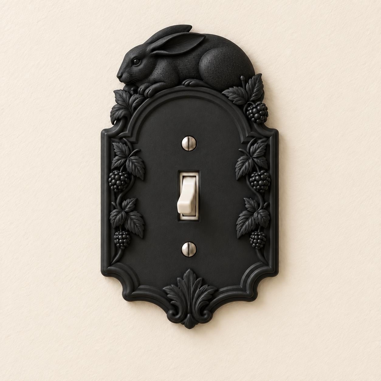 Rabbit Light Switch or Outlet Cover, Botanical Cottage Wall Plate, Bramble Hare