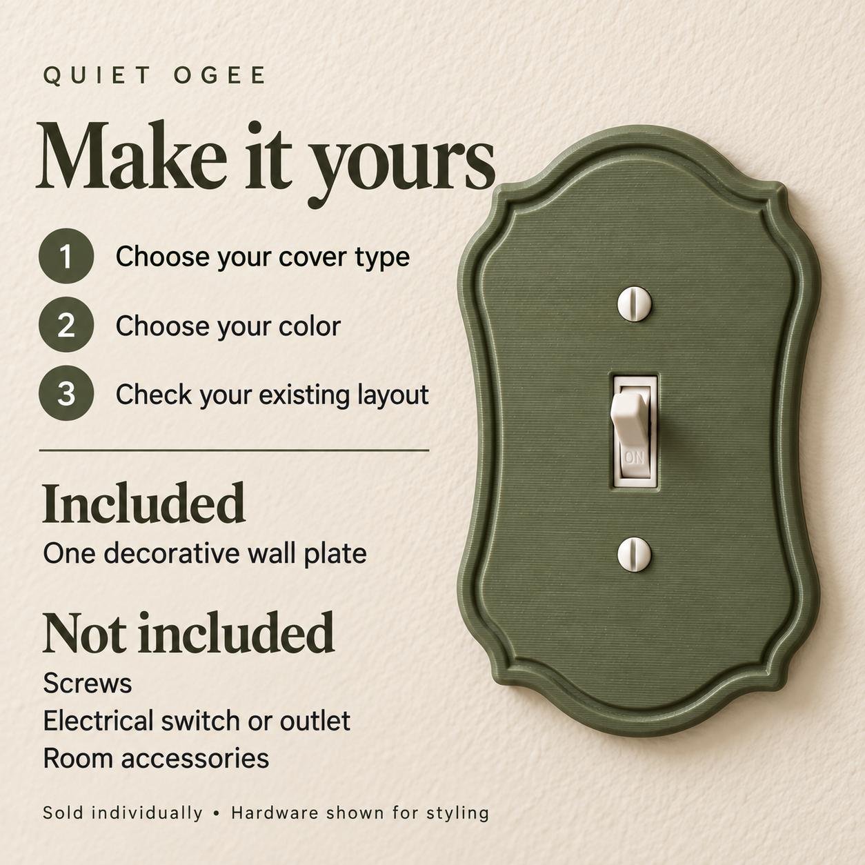 Victorian Light Switch and Outlet Cover, Simple Vintage Frame Wall Plate, Quiet Ogee - Image 8