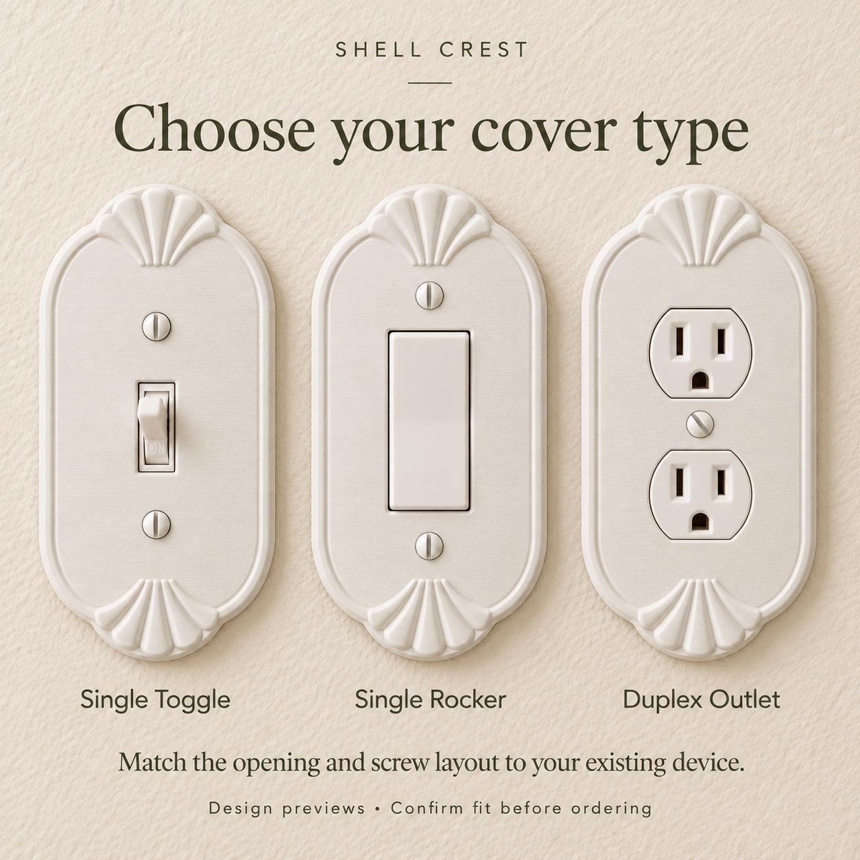 Seashell Light Switch or Outlet Cover, Coastal Vintage Wall Plate, Shell Crest - Image 4
