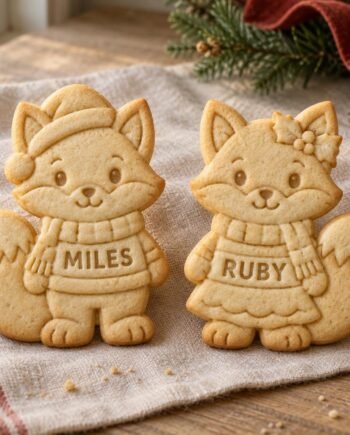 Personalized Fox Cookie Cutter and Stamp, 3-Inch Woodland Christmas Design