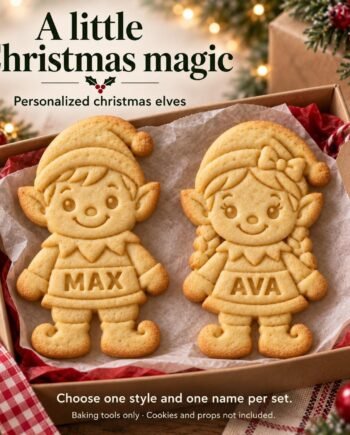 Personalized Christmas Elf Cookie Cutter and Stamp, Boy or Girl, 3-Inch