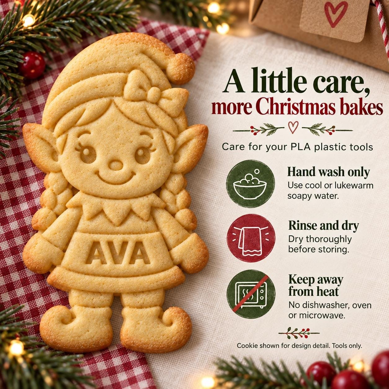 Personalized Christmas Elf Cookie Cutter and Stamp, Boy or Girl, 3-Inch - Image 6