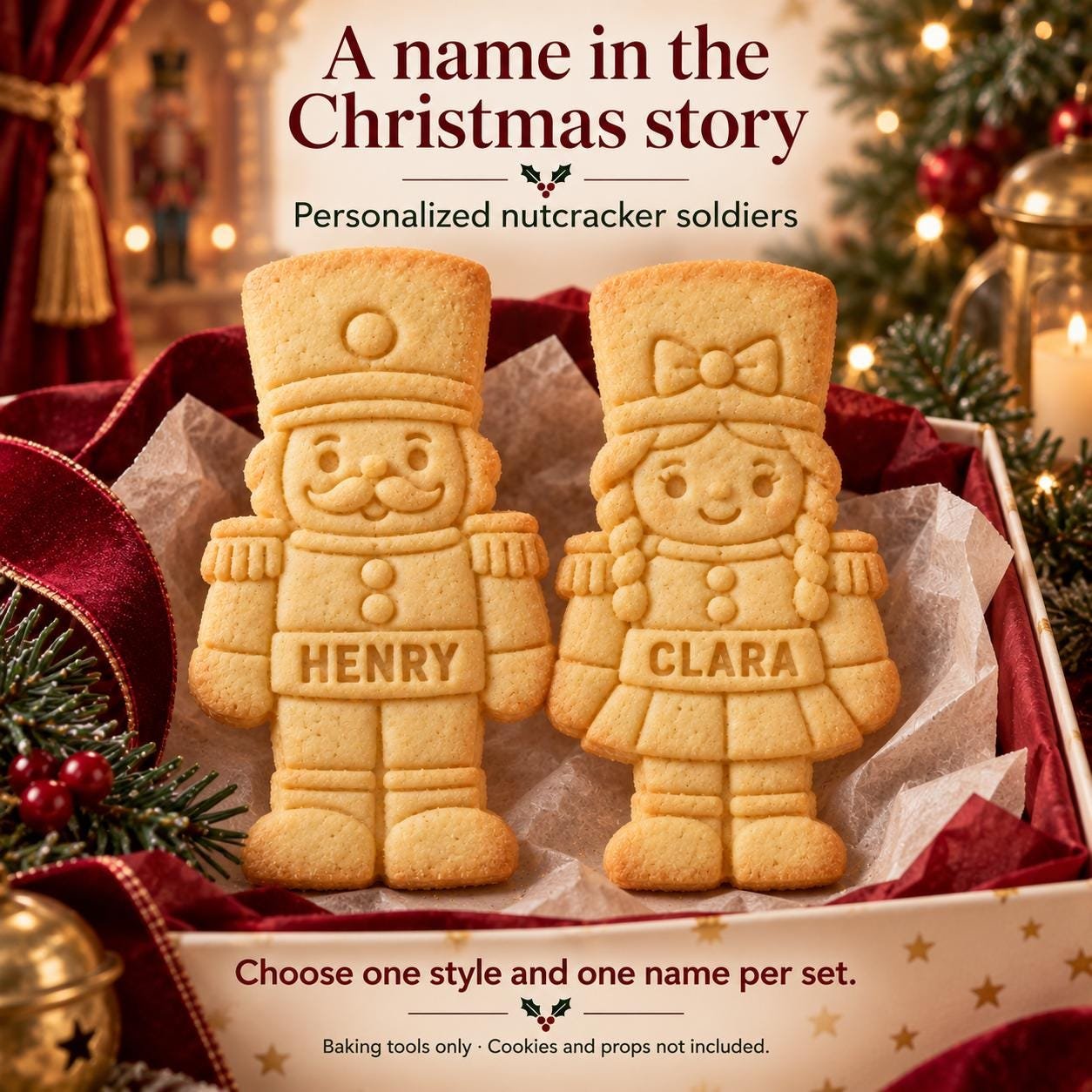 Custom Nutcracker Cookie Cutter and Name Stamp, 3-Inch Christmas Soldier - Image 2