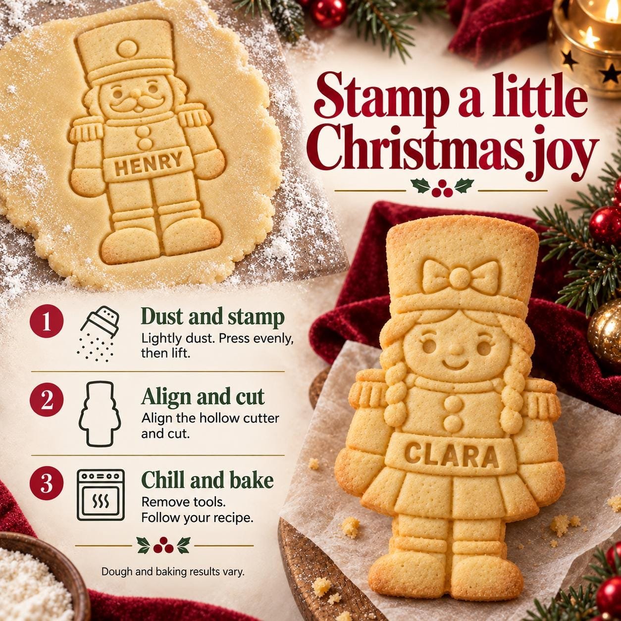 Custom Nutcracker Cookie Cutter and Name Stamp, 3-Inch Christmas Soldier - Image 5