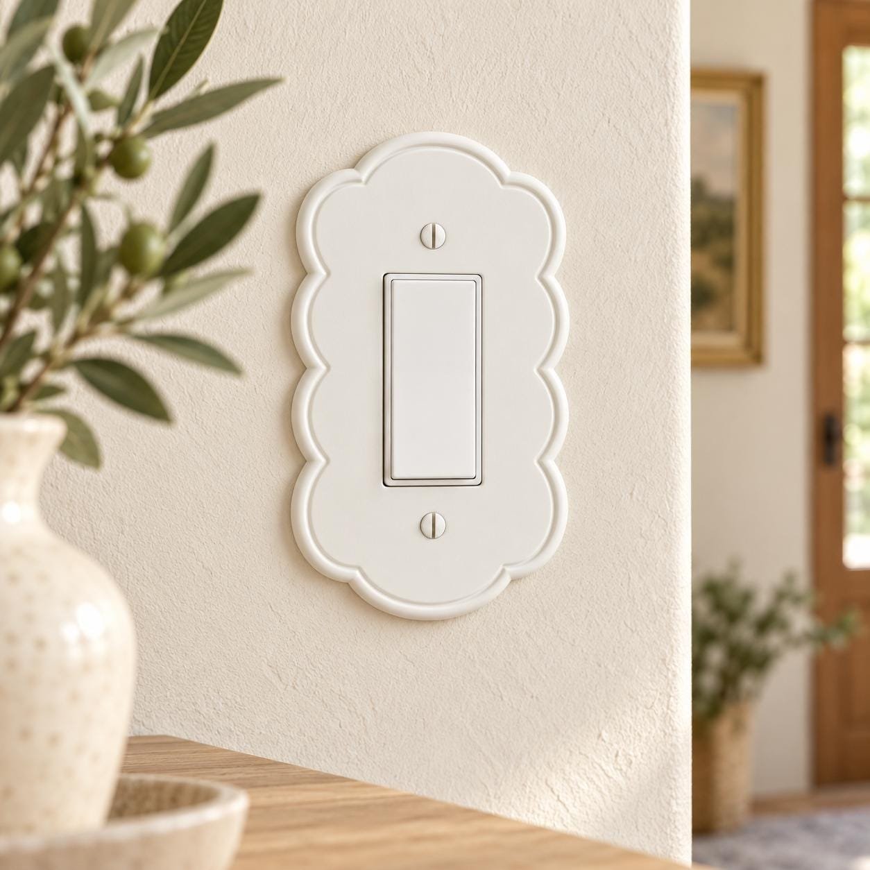 Scalloped Light Switch or Outlet Cover, Cottage Floral Wall Plate, Petal Arch - Image 3