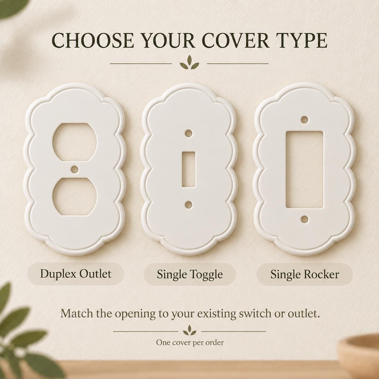 Scalloped Light Switch or Outlet Cover, Cottage Floral Wall Plate, Petal Arch - Image 4