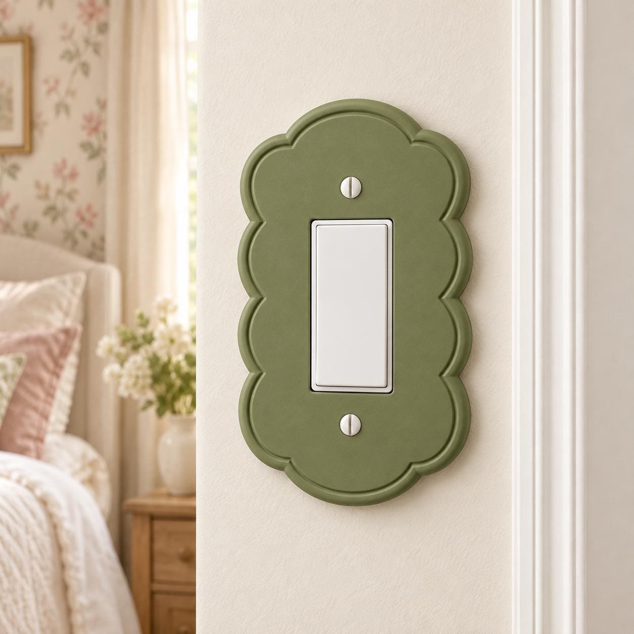 Scalloped Light Switch or Outlet Cover, Cottage Floral Wall Plate, Petal Arch - Image 7