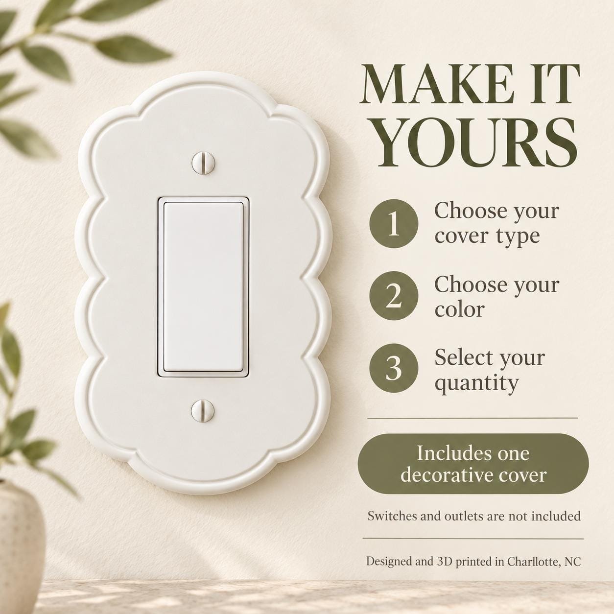 Scalloped Light Switch or Outlet Cover, Cottage Floral Wall Plate, Petal Arch - Image 8
