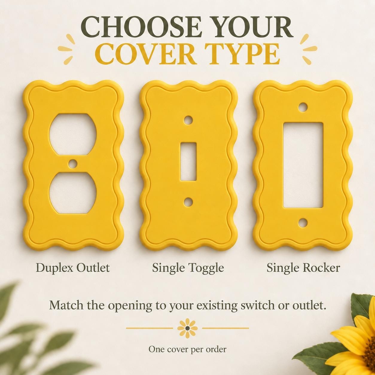 Wavy Light Switch or Outlet Cover, Scalloped Modern Wall Plate, Soft Wave - Image 4