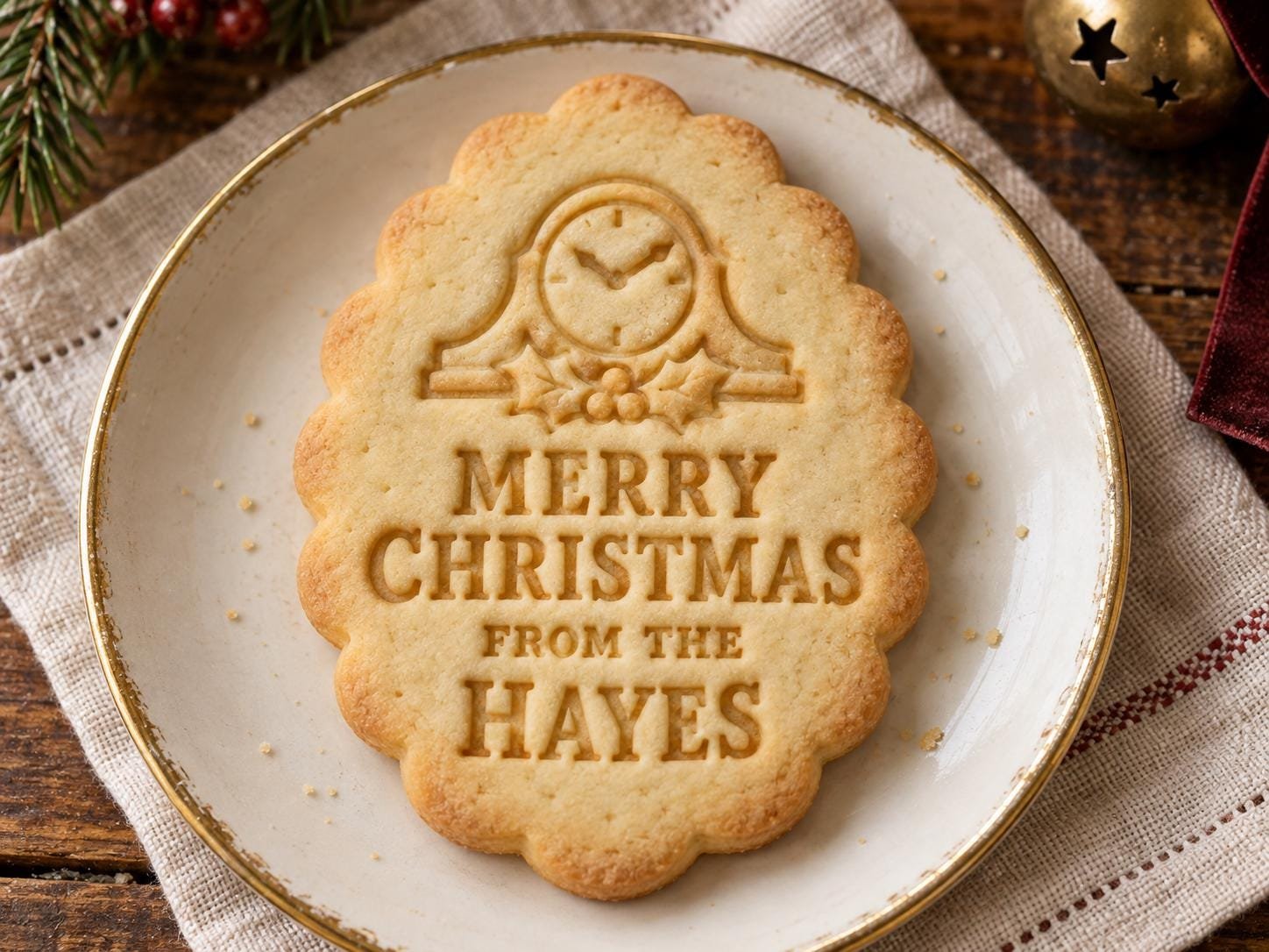 Personalized Christmas Clock Cookie Cutter Set, Custom Family Name, 3 Inch (3D Printed)