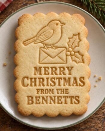 Personalized Robin Christmas Cookie Cutter & Stamp Set, Custom Family Name (3 Inch)
