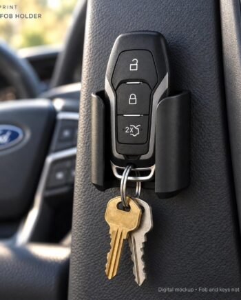 Ford Smart Key Fob Holder, Black Adhesive Dash Mount, Original or Cover Fits
