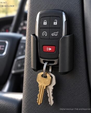 GMC Key Fob Holder, Black Adhesive Dash Mount for HYQ1ES, Original or Cover Fits