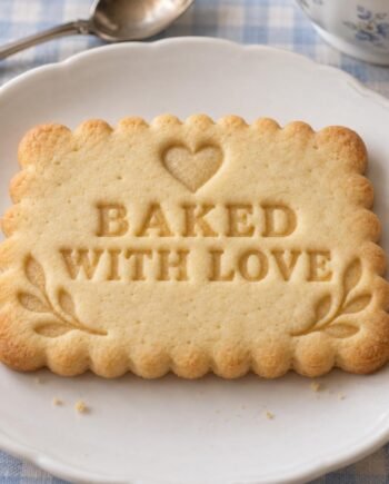 Baked With Love Cookie Cutter and Stamp Set, Scalloped Vintage Biscuit Design, 3 Inch
