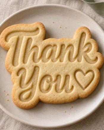 Thank You Cookie Cutter and Stamp Set, Personalized Heart Script, 3 Inch
