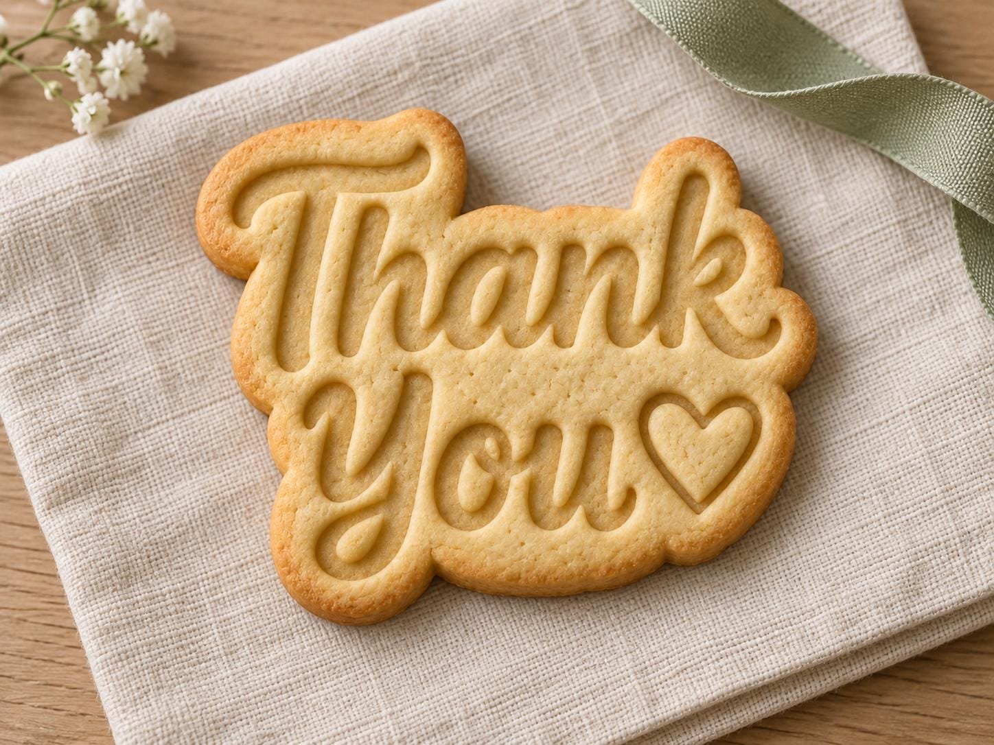 Thank You Cookie Cutter and Stamp Set, Personalized Heart Script, 3 Inch - Image 2