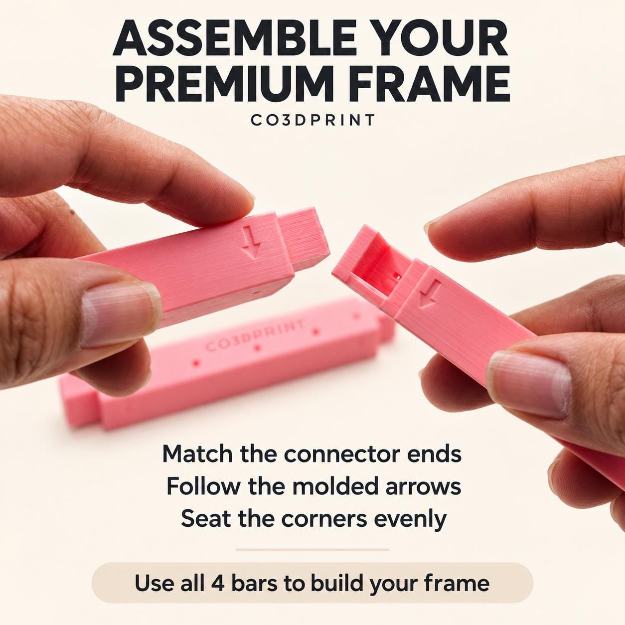 3D Printed Needlepoint Stretcher Bar Kit with Tacks, 4-Piece Frame, 4–10 Inch - Image 5