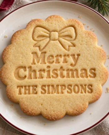 Personalized Christmas Bow Cookie Stamp and Cutter, Custom Name, Heirloom Scalloped Biscuit, 3 Inch