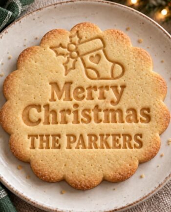 Personalized Christmas Stocking Cookie Stamp and Cutter, Custom Family Name, 3 Inch