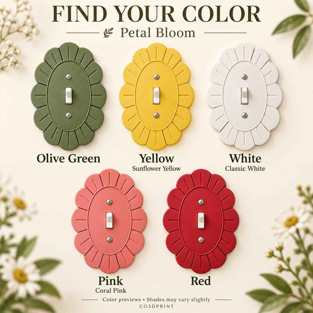 Petal Bloom Scalloped Switch Plate & Outlet Cover, Floral Toggle, Rocker or Duplex - Image 2