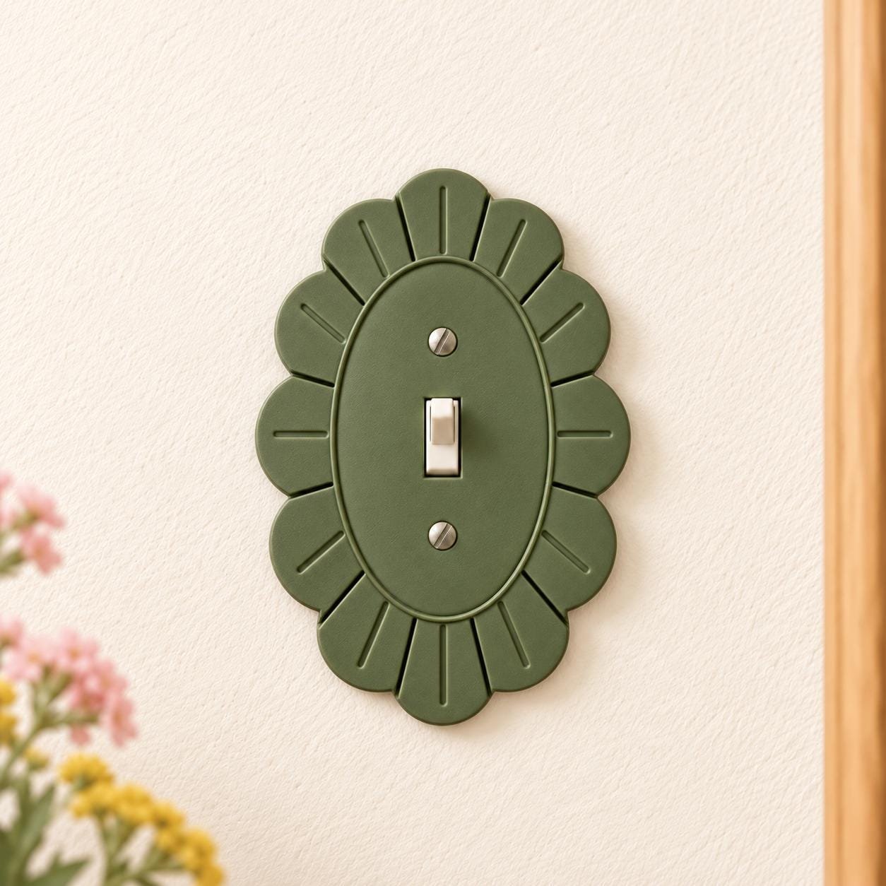 Petal Bloom Scalloped Switch Plate & Outlet Cover, Floral Toggle, Rocker or Duplex