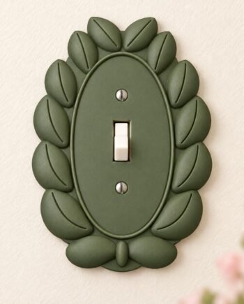 Laurel Leaf Switch Plate, Oval Single Toggle Cover with Bow, Cottagecore Decor