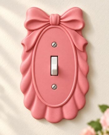 Bow Switch Plate, Scalloped Single Toggle Cover, Bow Cameo Cottagecore Decor