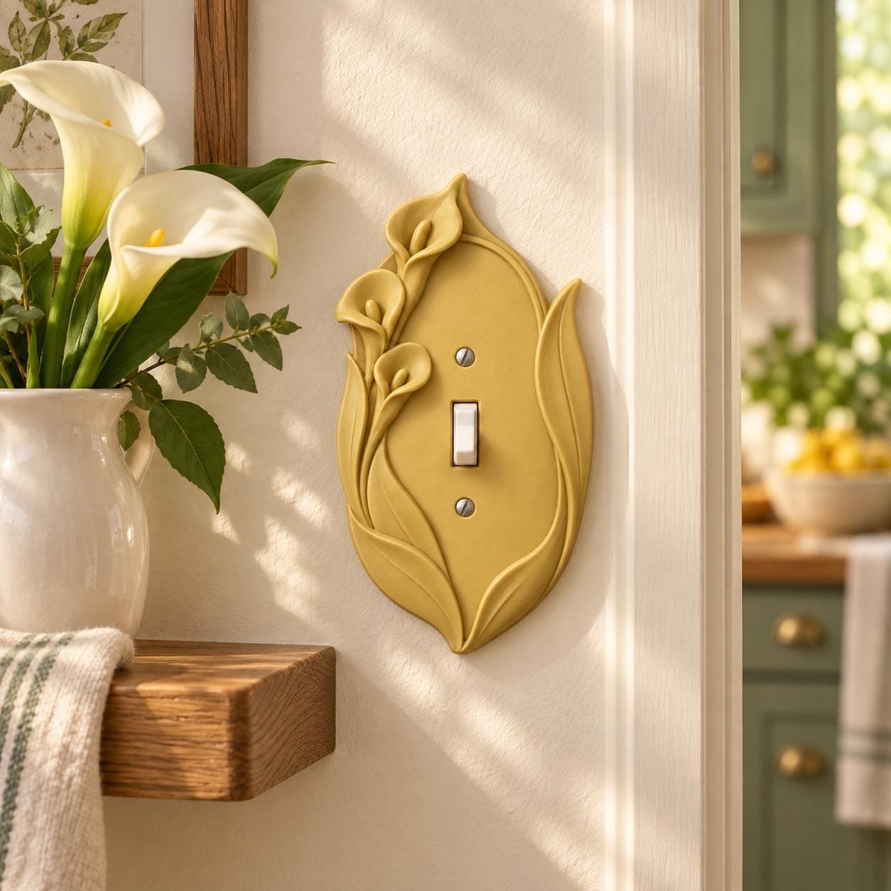 Calla Lily Switch Plate, Floral Single Toggle Cover, Lily Cascade Botanical Decor - Image 2